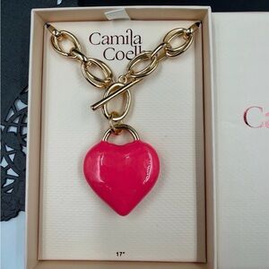 Camila Coelho Gold Chain with Pink Heart Pendant
